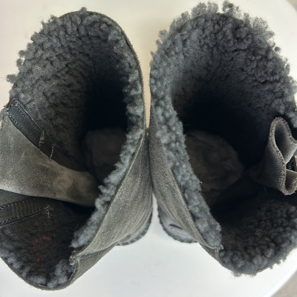 Tory Burch Moccasin Style Suede Shearling Boots with Buckles - Picture 10 of 13